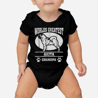 Mens Worlds Greatest Akita Dog Grandpa T-Shirt Baby Onesie | Crazezy