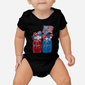 Mom Mimi Patriotic Flower American Flag Baby Onesie | Crazezy