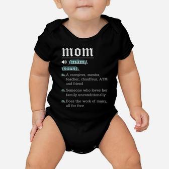 Mom Noun Definition Funny Mama Mothers Day Mother Love Wife Baby Onesie | Crazezy
