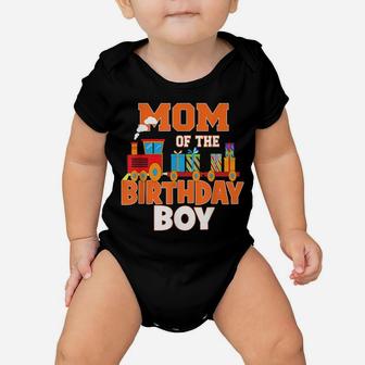 Mom Of The Birthday Boy Train Lover B-Day Party Baby Onesie | Crazezy