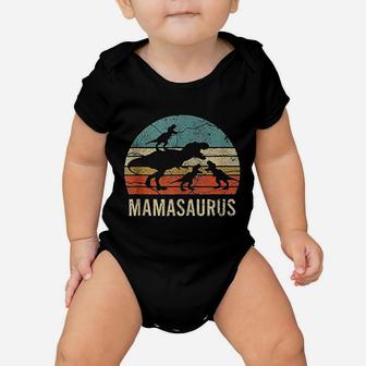 Mommy Mom Mama Dinosaur Funny 3 Three Kids Mamasaurus Gift Baby Onesie | Crazezy