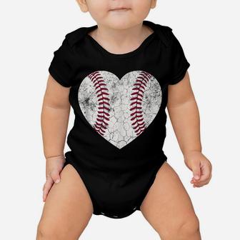 Mother's Day Gift Distressed Heart Baseball Heart Mom Mommy Baby Onesie | Crazezy