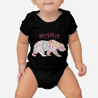 Mother's Day T-Shirt Pink Floral Best Mama Bear Shirt Gift Baby Onesie | Crazezy