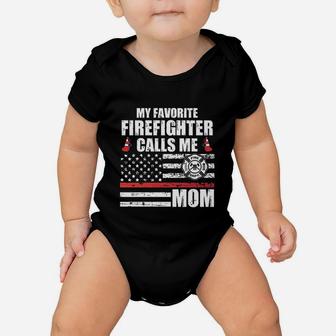 My Favorite Firefighter Calls Me Mom Baby Onesie | Crazezy