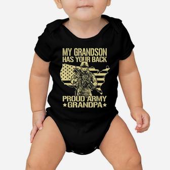 My Grandson Has Your Back - Proud Army Grandpa Shirt Gift Baby Onesie | Crazezy
