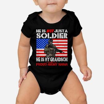 My Grandson Is A Soldier Proud Army Nana Military Grandma Baby Onesie | Crazezy CA