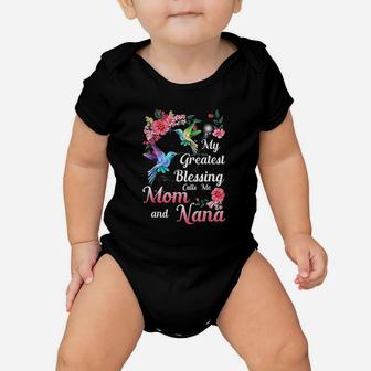 My Greatest Blessing Calls Me Mom And Nana Baby Onesie | Crazezy