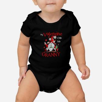 My Valentine Calls Me Granny Valentine's Day Mom Wife Gnome Baby Onesie - Monsterry