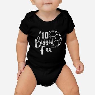 Number 10S Biggest Fan Soccer Player Mom Dad Family Baby Onesie | Crazezy CA