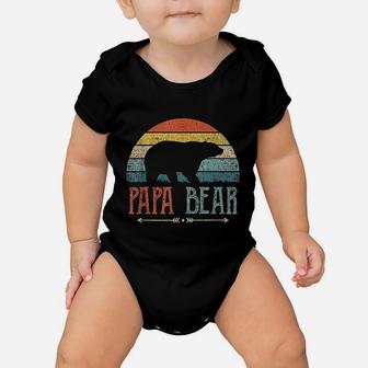 Papa Bear Vintage Daddy Father Day Retro Dad Baby Onesie | Crazezy