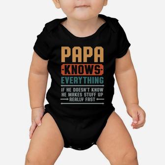 Papa Knows Everything Shirt Pops Grandpa Christmas Gift Baby Onesie | Crazezy CA