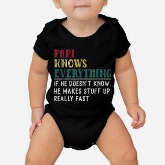 Papi Knows Everything Father's Day Gift For Funny Grandpa Baby Onesie | Crazezy DE