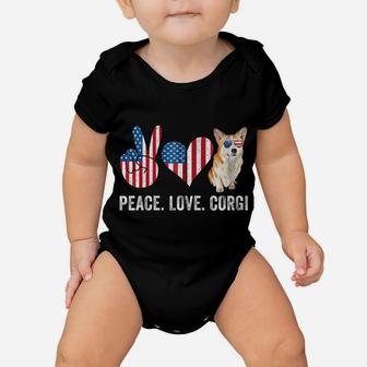 Peace Love Corgi Dad Mom American Flag Corgi Dog Lover Owner Zip Hoodie Baby Onesie | Crazezy AU