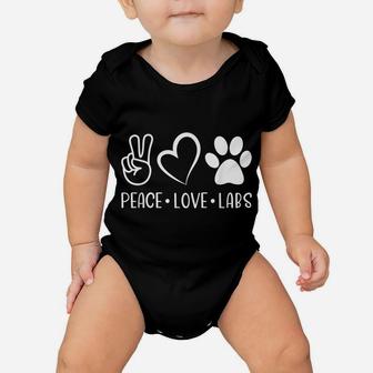 Peace Love Labs Funny Labrador Retriever Lab Mom Baby Onesie | Crazezy AU