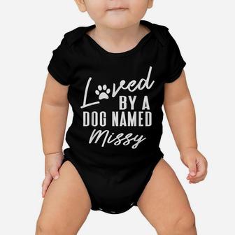 Personalized Dog Name Missy Gift Pet Lover Paw Print Baby Onesie | Crazezy DE