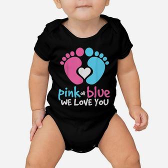 Pink Or Blue We Love You Gender Reveal Mommy Daddy Baby Onesie - Monsterry UK