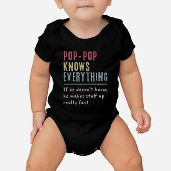 Pop Pop Know Everything Grandpa Shirt Baby Onesie - Thegiftio UK