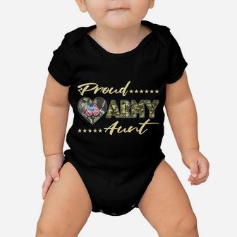 Proud Army Aunt Us Flag Dog Tags Military Auntie Family Gift Baby Onesie | Crazezy UK