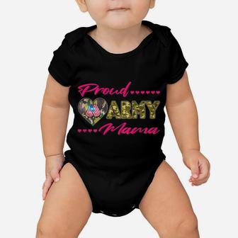 Proud Army Mama - Camo Us Flag Dog Tags Military Mom Gift Baby Onesie | Crazezy