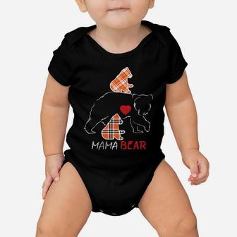 Red Plaid Flannel Bear Mama Proud Mom Family Matching Pajama Baby Onesie | Crazezy AU