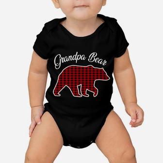 Red Plaid Grandpa Bear Matching Christmas Pajama Family Baby Onesie | Crazezy