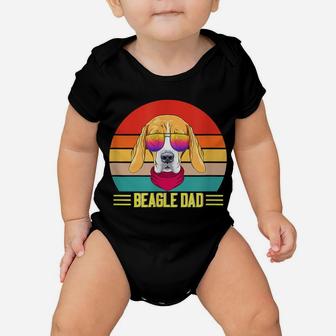 Retro Beagle Dad Gift Dog Owner Pet Tricolor Beagle Father Baby Onesie | Crazezy