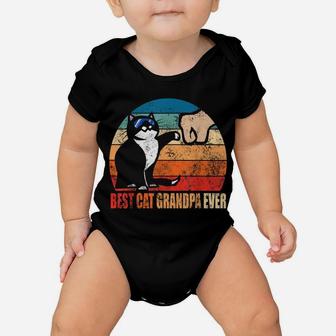 Retro Best Cat Grandpa Ever Funny Fist Bump Granddad Gift Baby Onesie | Crazezy