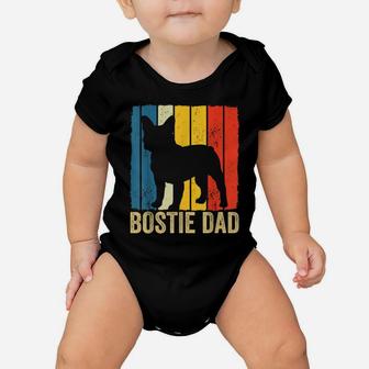Retro Boston Terrier Dad Gift Dog Owner Pet Bostie Father Baby Onesie | Crazezy