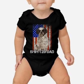 Shih Tzu Dog Dad Father Day American Flag Baby Onesie | Crazezy CA