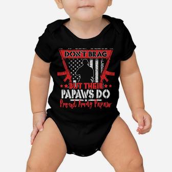 Soldiers Don't Brag - Proud Army Papaw Military Grandfather Baby Onesie | Crazezy