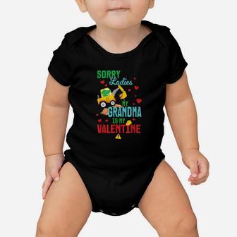 Sorry Ladies Grandma Is My Valentine Day Alligator Excavator Baby Onesie - Monsterry