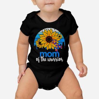 Sunflower Autism Mom Of The Warrior Vintage Baby Onesie - Monsterry