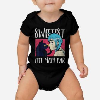 Sweetest Cat Mom Ever Cat And Anime Noses Kiss Baby Onesie | Crazezy