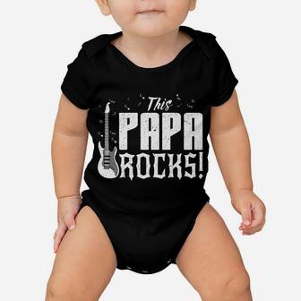 This Papa Rocks Dad Plays Guitar Player Shirt Baby Onesie | Crazezy CA