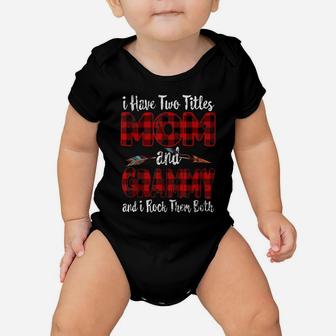 Two Titles Mom And Grammy Funny Buffalo Plaid Mothers Day Baby Onesie | Crazezy AU