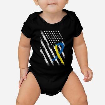 Usa Flag Down Syndrome Awareness Shirt Dad Mom Down Syndrome Baby Onesie | Crazezy