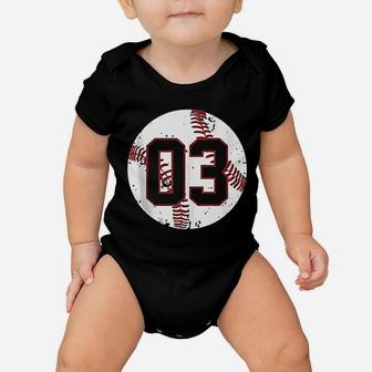 Vintage Baseball Number 03 Cool Softball Mom Gift Baby Onesie | Crazezy CA