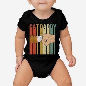 Vintage Cat Daddy Fist Bump Funny Cat Dad Mens Fathers Day Baby Onesie | Crazezy DE