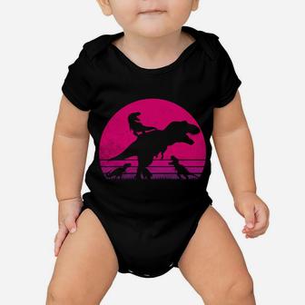 Vintage Retro 3 Kids Mamasaurus Sunset Funny Gift For Mother Baby Onesie | Crazezy CA