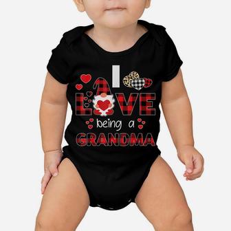 Women I Love Being A Grandma Gnome Plaid Valentines Day Gift Baby Onesie | Crazezy