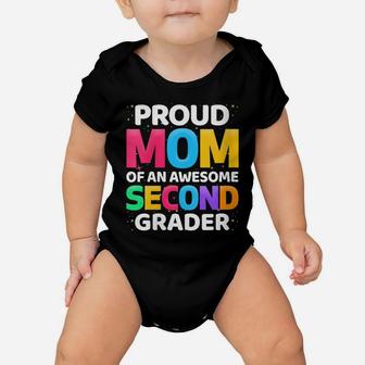 Womens 2Nd Grade Gift Proud Mom Of An Awesome Second Grader Baby Onesie | Crazezy