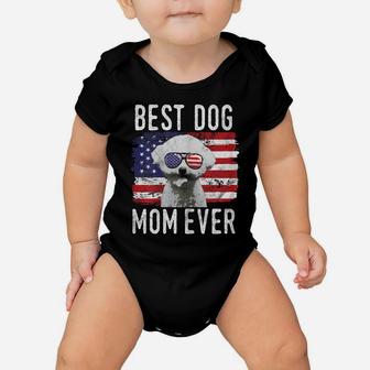 Womens American Flag Best Dog Mom Ever Bichon Frise Usa Baby Onesie | Crazezy