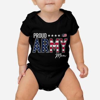 Womens American Flag Proud Army Mom Baby Onesie | Crazezy CA