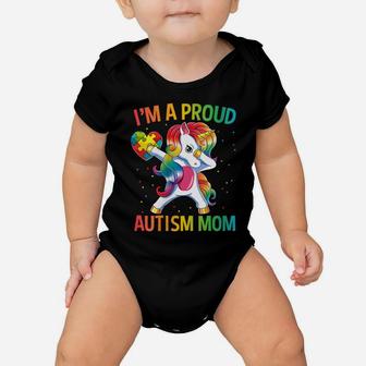 Womens Autism Awareness Dabbing Unicorn Proud Autism Mom Gift Baby Onesie | Crazezy AU