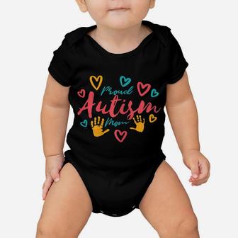 Womens Autism Mom Proud Autistic Pride Awareness Day Month Asperger Baby Onesie | Crazezy