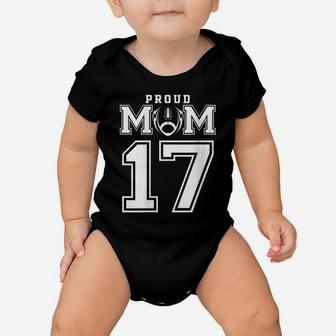 Womens Custom Proud Football Mom Number 17 Personalized For Women Baby Onesie | Crazezy