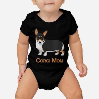Womens Cute Black Tricolor Pembroke Welsh Corgi Mom Dog Lover Baby Onesie | Crazezy AU