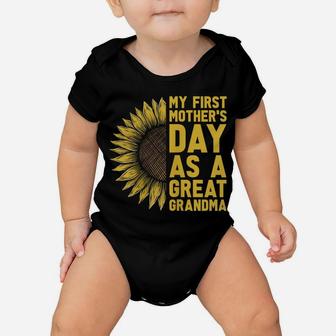 Womens Flower And My First Mother's Day As Great Grandma Baby Onesie | Crazezy AU