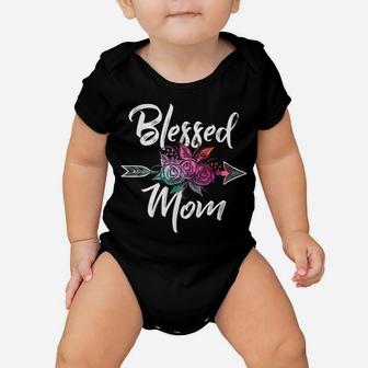 Womens Flower Blessed Mom Matching Happy Mother's Day Baby Onesie | Crazezy