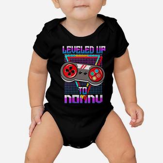 Womens Leveled Up To Daddy Gender Reveal Baby Onesie - Monsterry